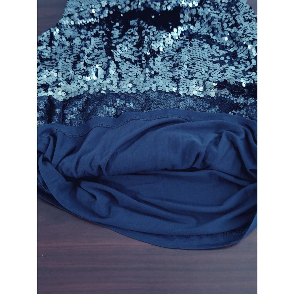 Dress Barn Sequin Tank Top Wmn's L Royal Blue Cowl Neck Sleeveless Stretch knit - Picture 7 of 13